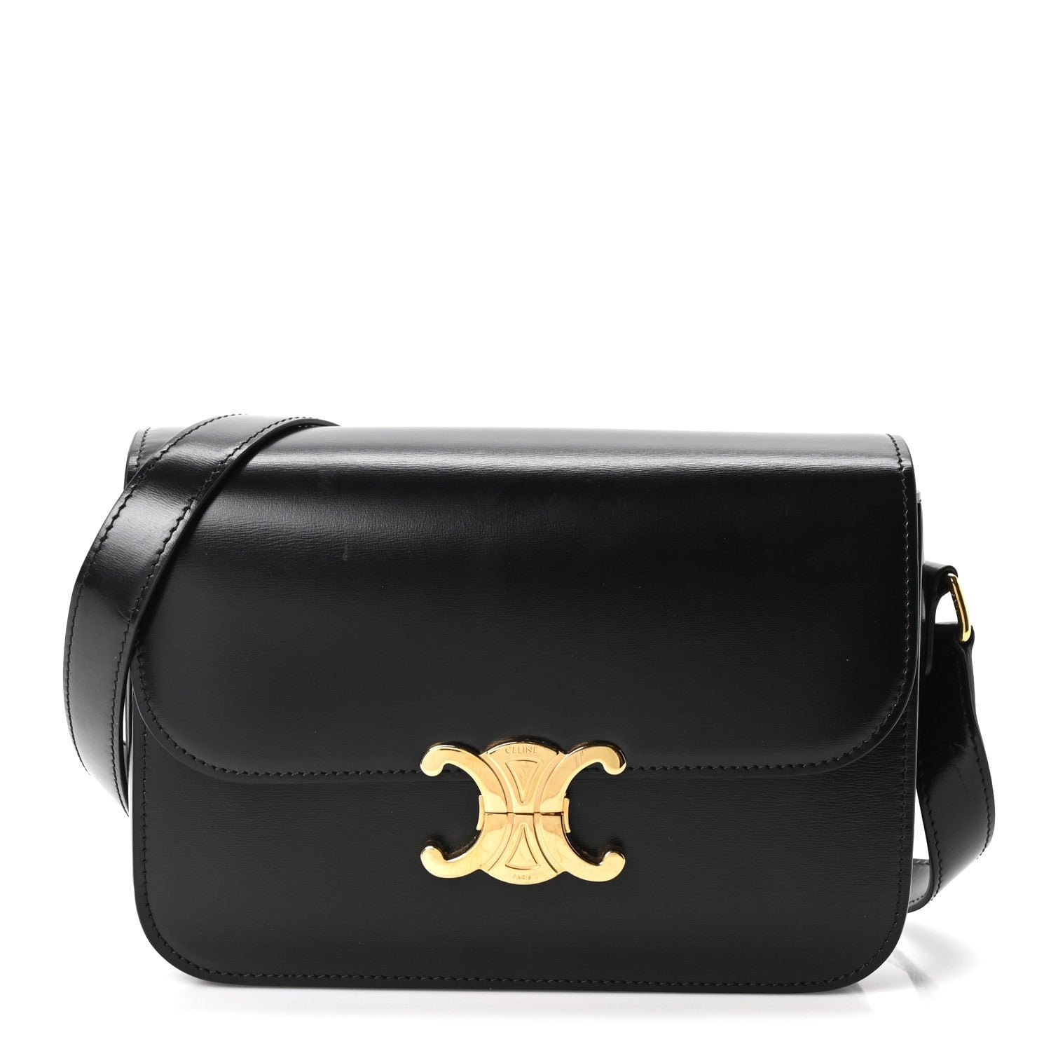 Celine Shiny Calfskin Medium Triomphe Black
