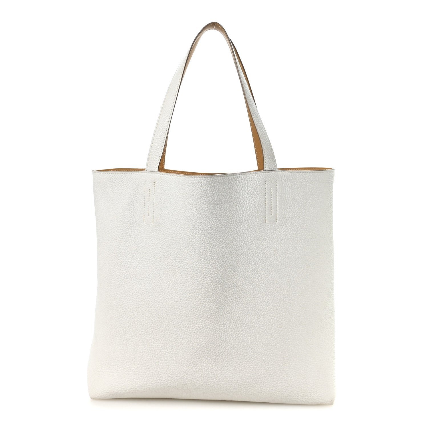 Hermes Taurillon Clemence Double Sens 45 Reversible Tote White Sable