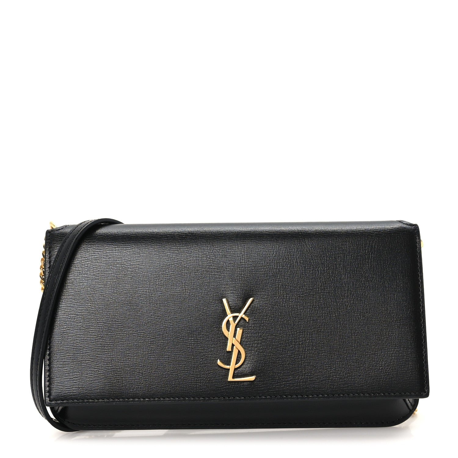 Saint Laurent Smooth Calfskin Monogram Phone Holder Crossbody Black