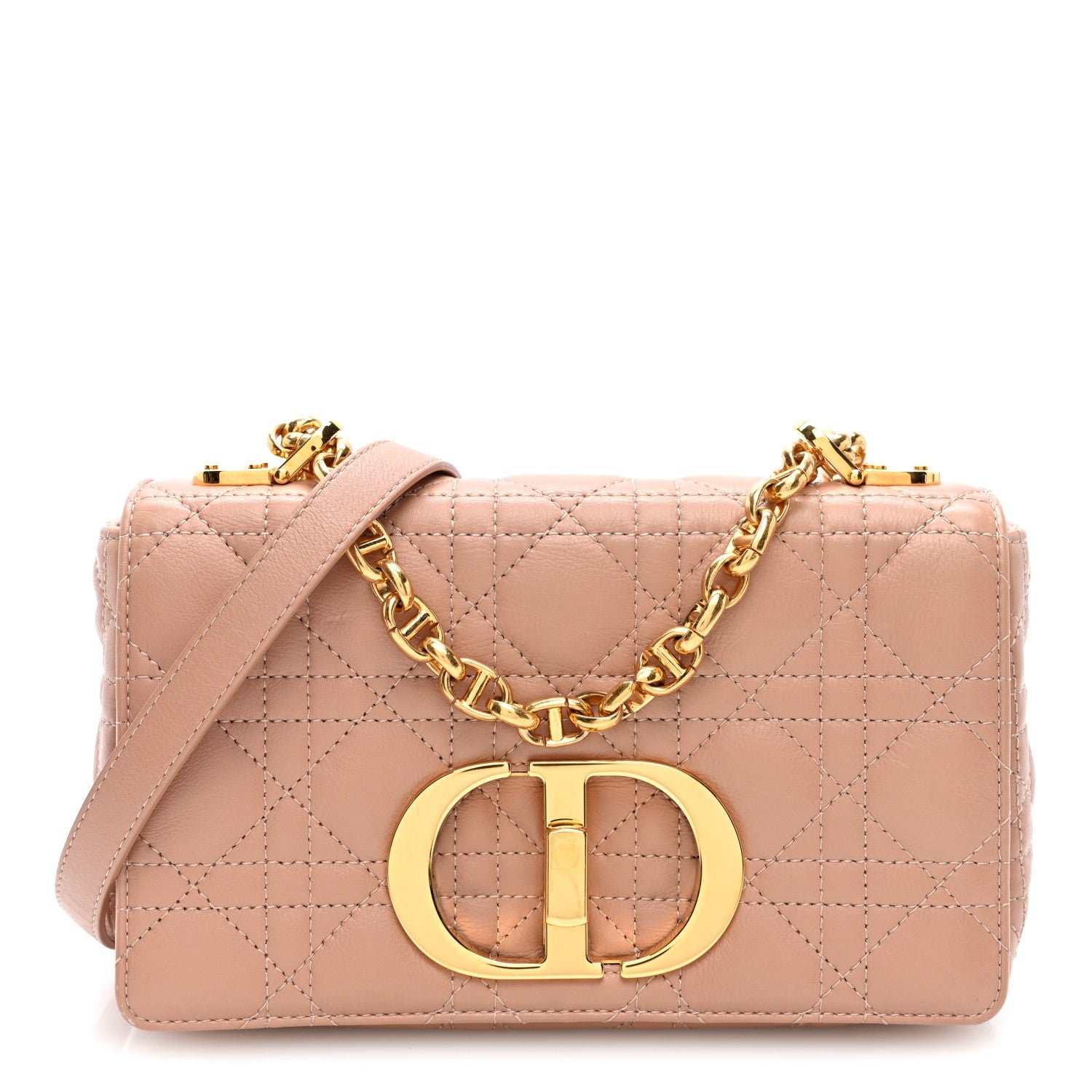 Christian Dior Grained Calfskin Cannage Small Caro Bag Rose De Vents