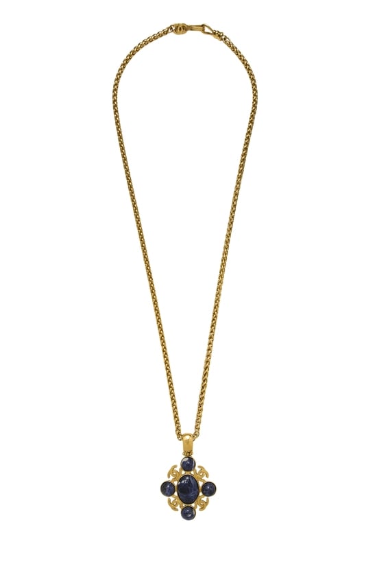 Gold Multicolor Gripoix Pendant Necklace