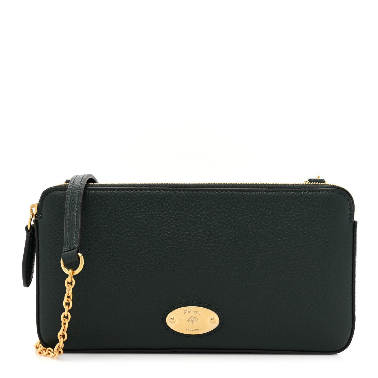 Mulberry Small Classic Grain East West Plaque Chain Pouch Mulberry Green
