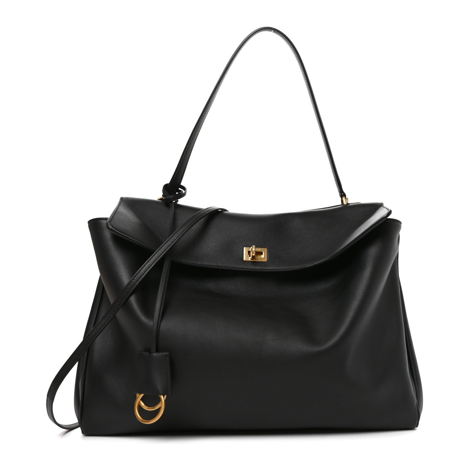 Balenciaga Smooth Calfskin Large Rodeo Top Handle Handbag Black