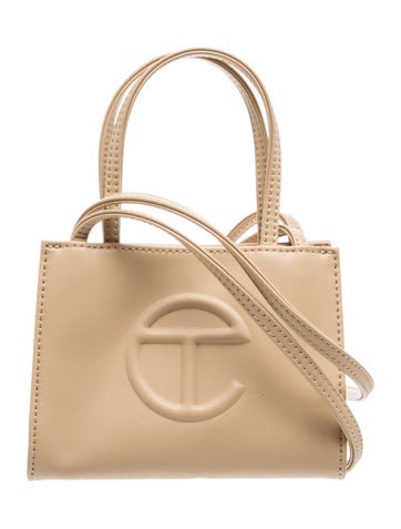 Telfar Vegan Leather Cream Shopping Bag Small