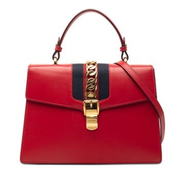 Calf Leather Medium Leather Web Sylvie Top Handle Bag
