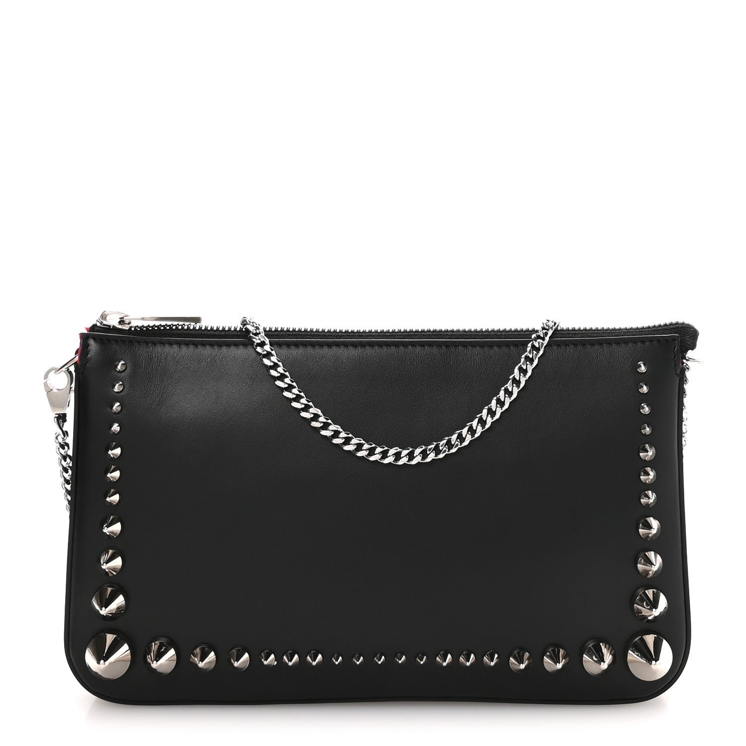 Christian Louboutin Christian Louboutin Calfskin Paris Spiked Loubila Chain Clutch Black