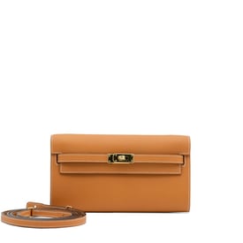 Hermes Toffee Epsom Kelly-To-Go Wallet Gold Hardware, 2023