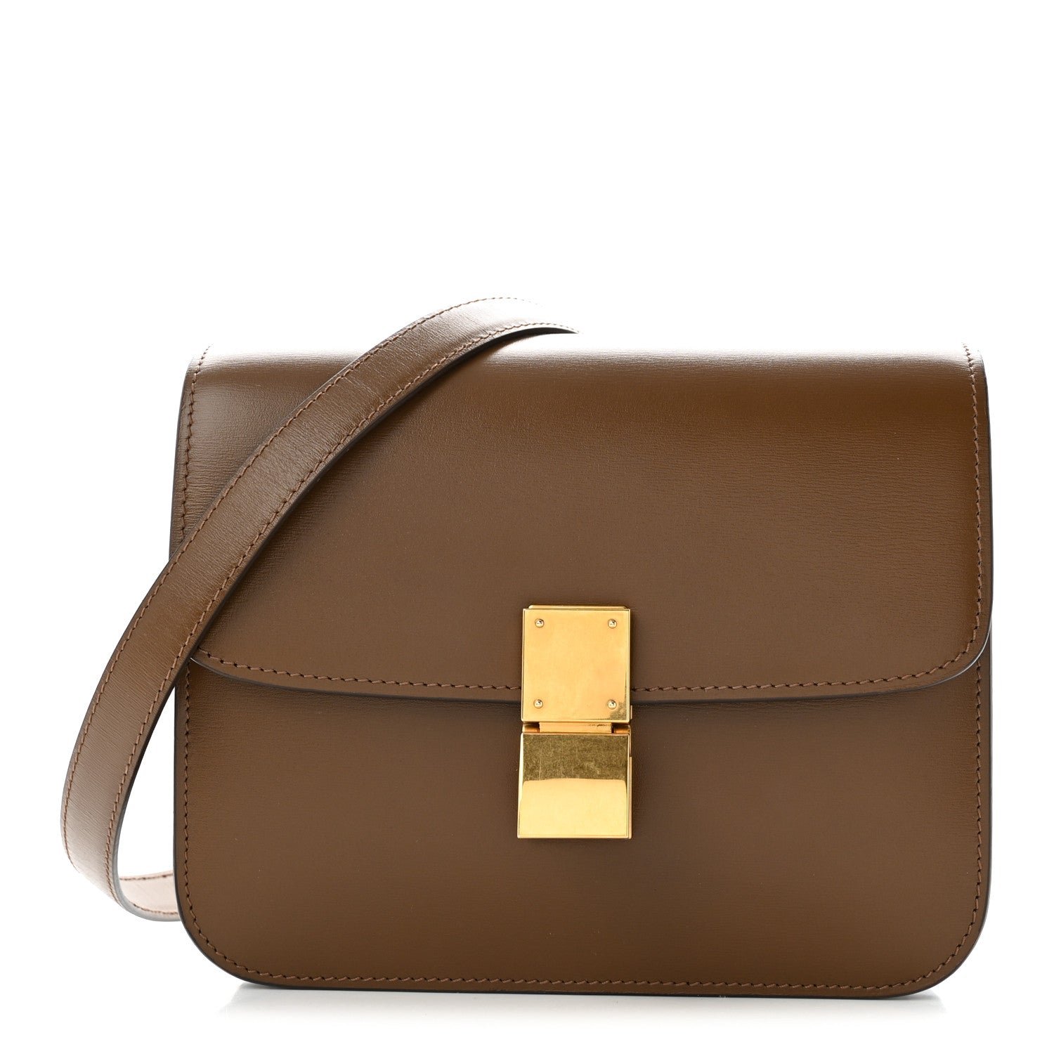 Celine Box Calfskin Teen Classic Box Flap Bag Camel