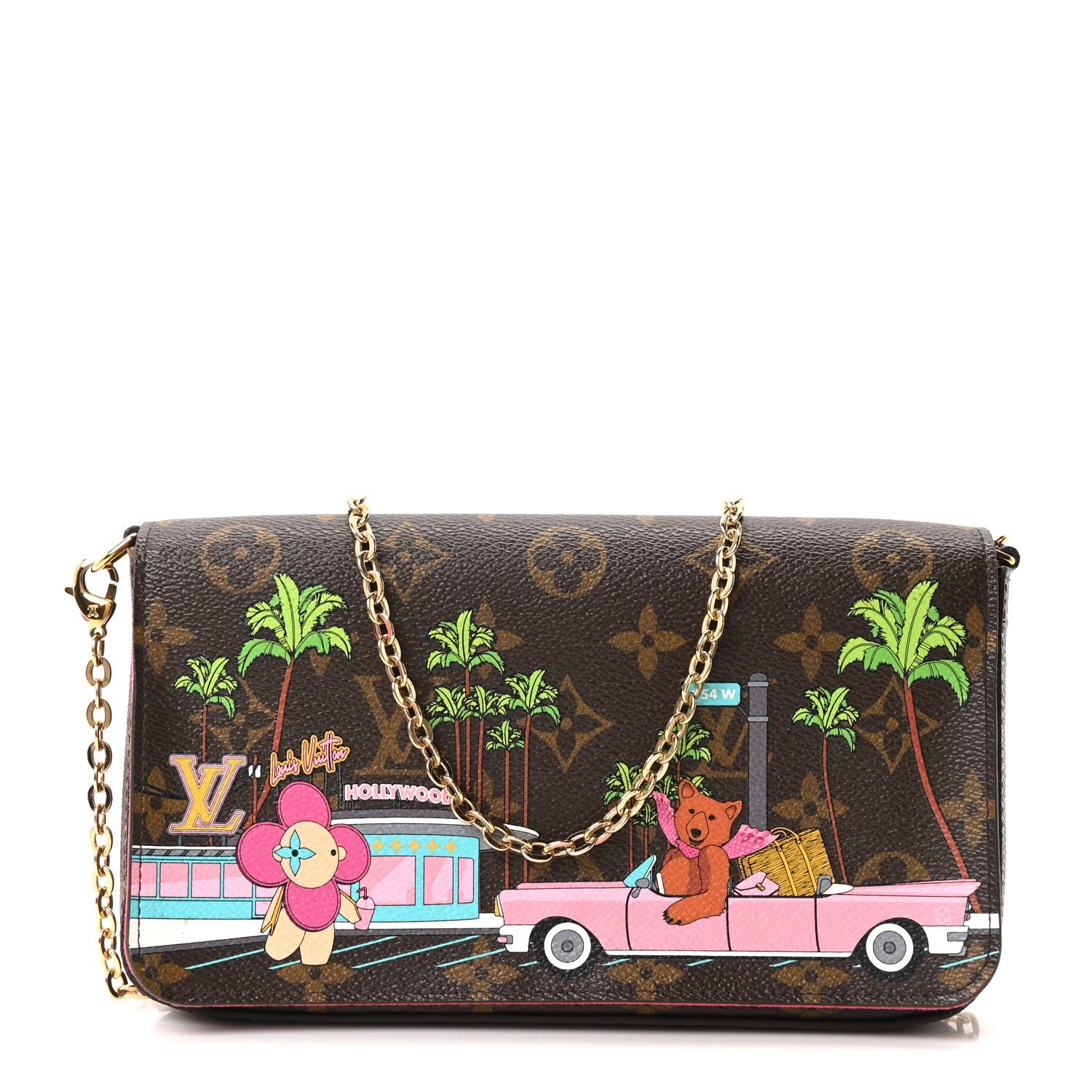 Louis Vuitton Monogram 2021 Christmas Animation Hollywood Pochette Felicie Chain Wallet Fuchsia