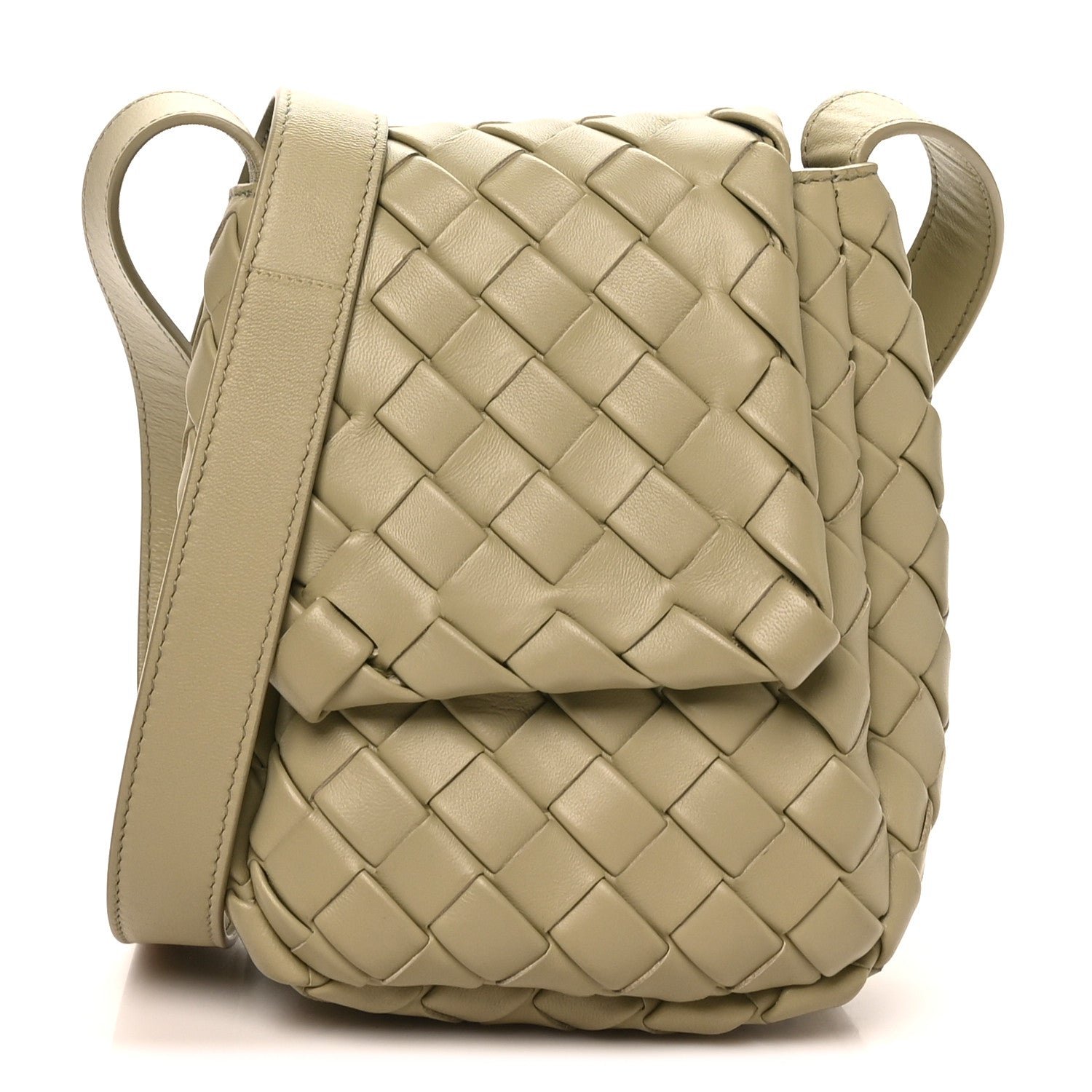 Bottega Veneta Nappa Intrecciato Mini Vertical Cobble Shoulder Bag Travertine