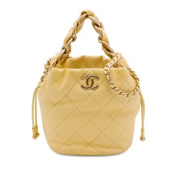 CC Quilted Lambskin Drawstring Bucket Bag