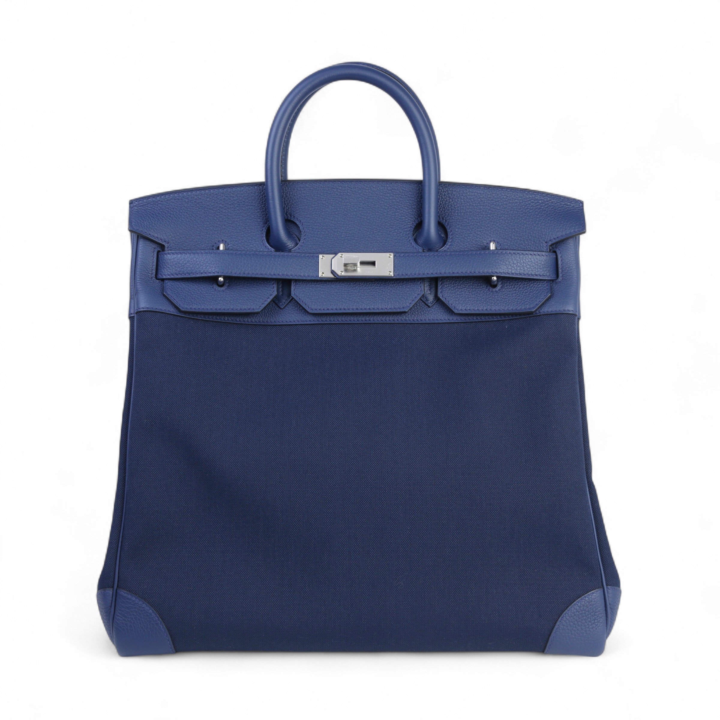 Hermes Unused ( Rank NS ) HERMÈS Haut à Courroies HAC 40 Navy (7U) Canvas Togo Palladium hardware B (2023)