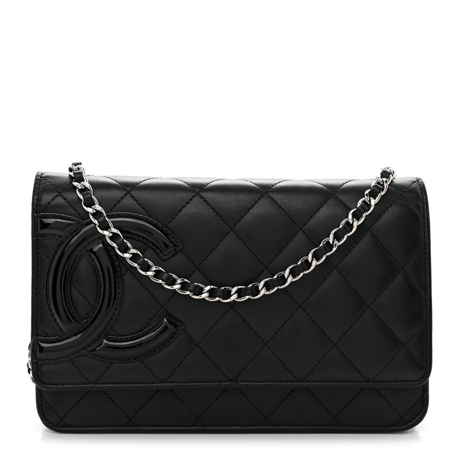 Chanel Calfskin Quilted Cambon Wallet on Chain WOC Black