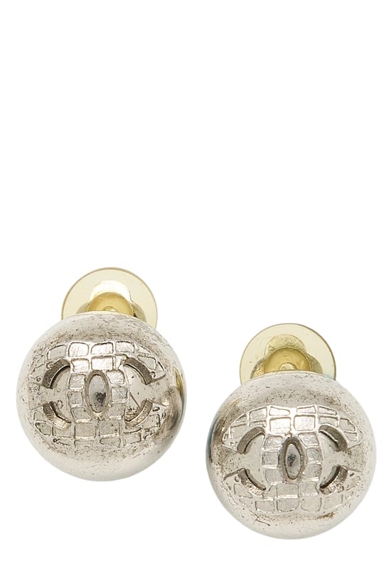 Silver 'CC' Clip On Earrings
