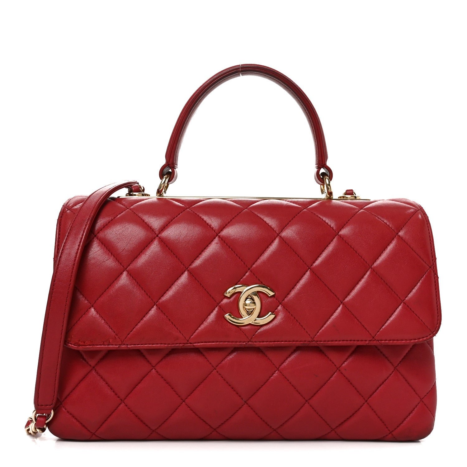 Chanel Lambskin Quilted Medium Trendy CC Flap Dual Handle Bag Dark Pink