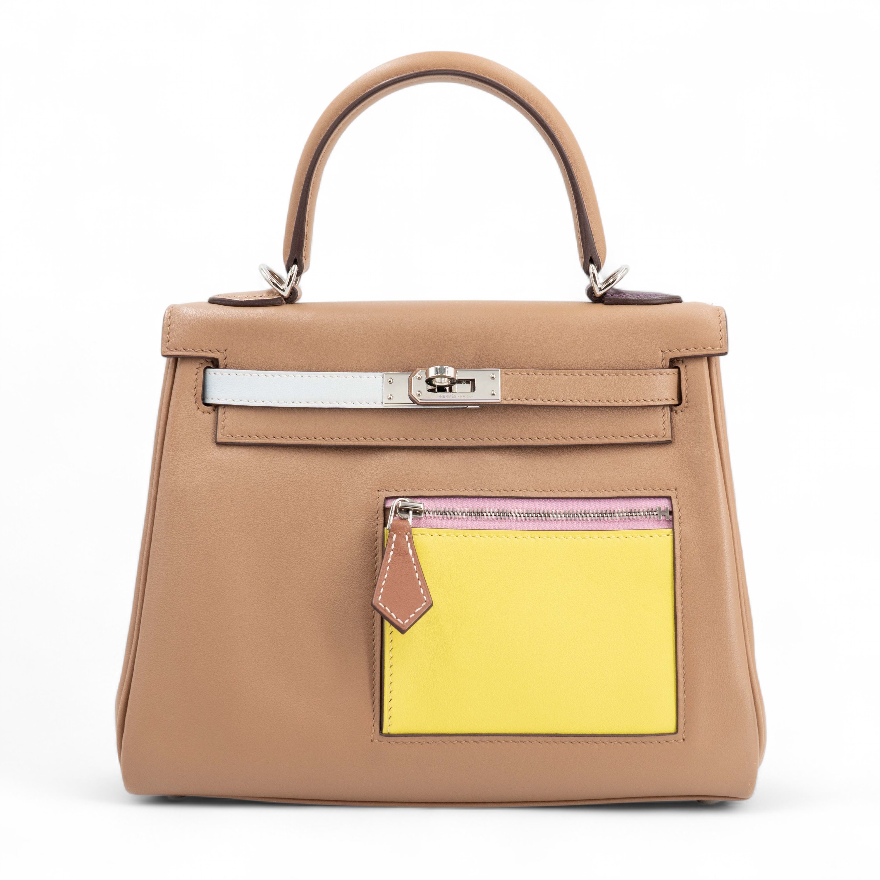 Very Good ( Rank A) HERMÈS Limited Edition Kelly 25 Colormatic Chai (0M) Lime (9R) Bleu Brume (T0) Cassis (N5) Nata (I2) Swift Palladium hardware B (2023)