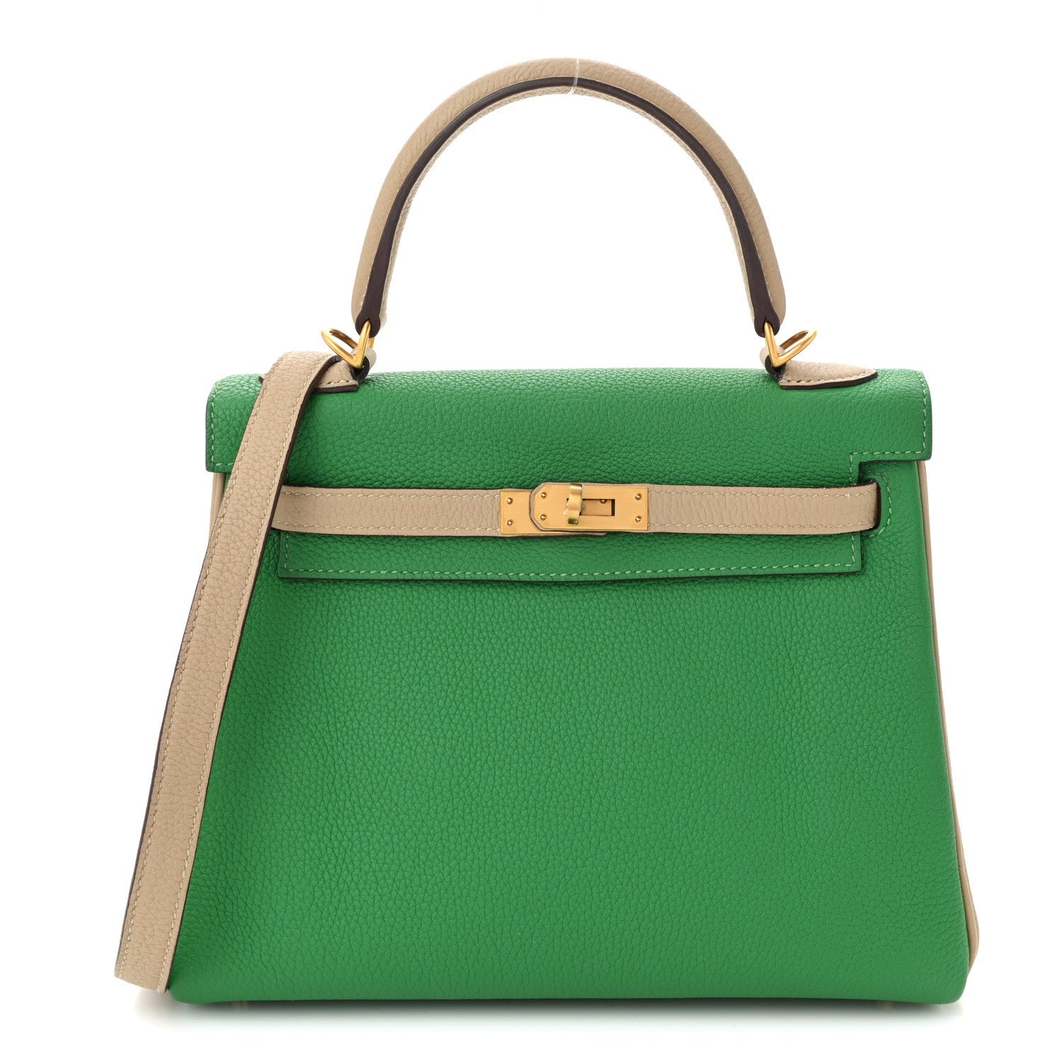 Hermes Togo Horseshoe Kelly Retourne 25 Bambou Trench