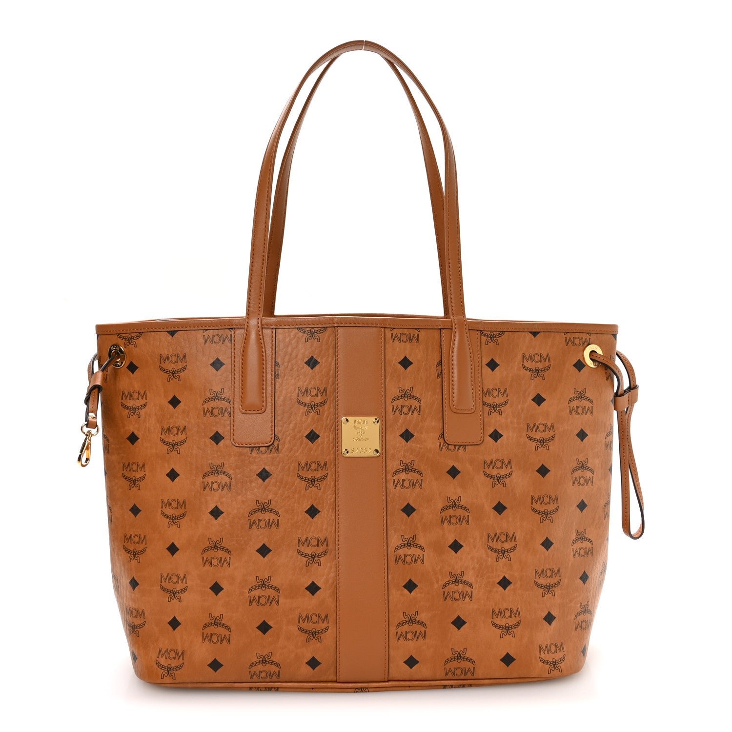 MCM MCM Visetos Medium Liz Reversible Shopper Tote Cognac
