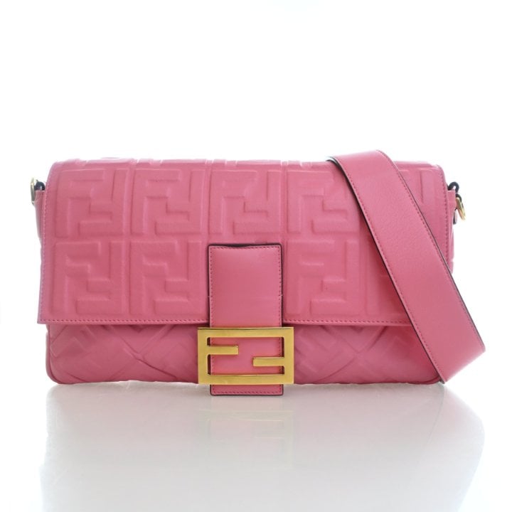 Fendi Large FF 1974 Embossed Calfskin Baguette