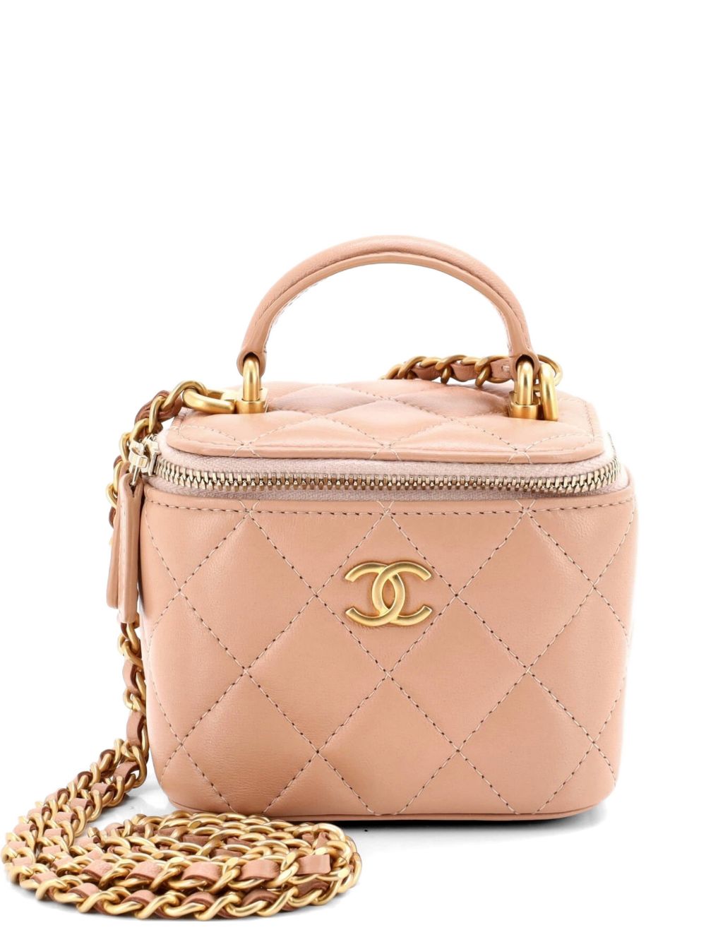 Classic Top Handle Vanity Case with Chain Quilted Lambskin Mini crossbody bag