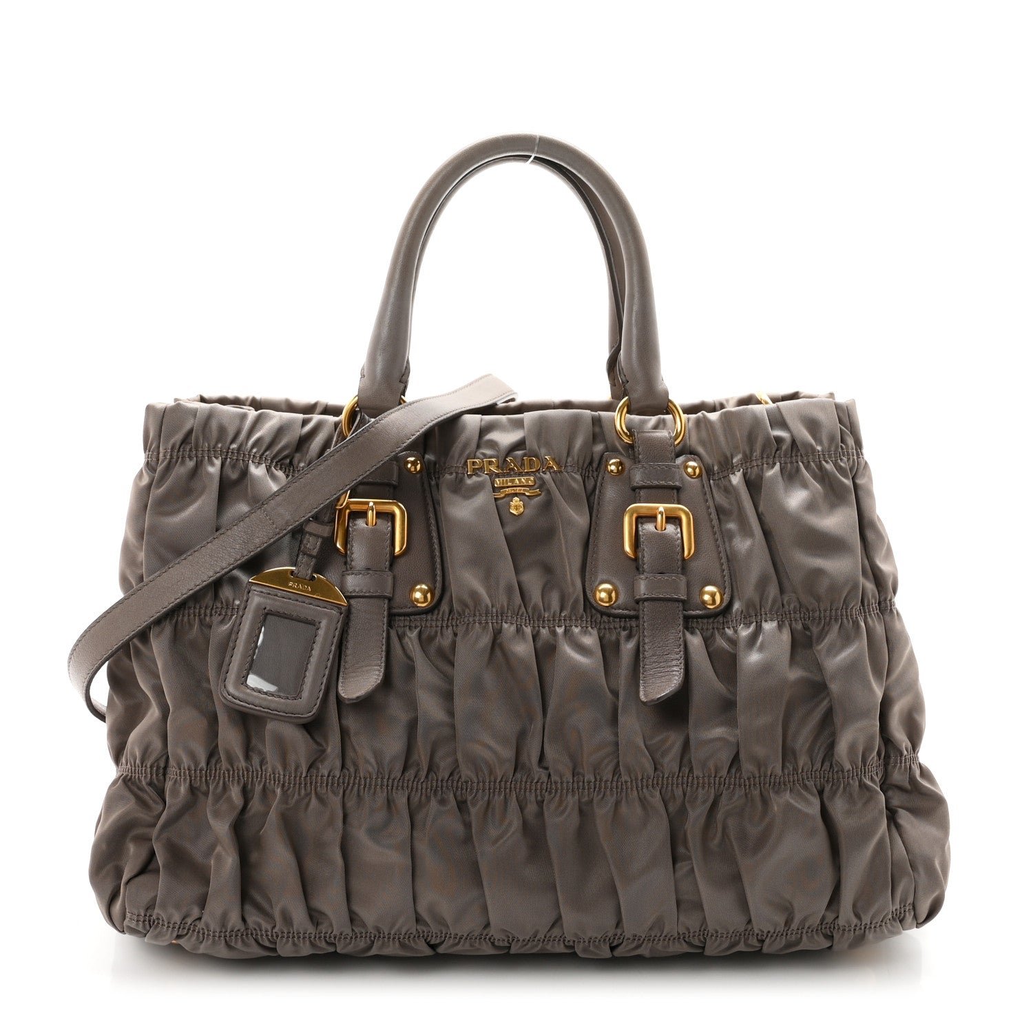 Prada Tessuto Nylon Gaufre Shopping Satchel Argilla