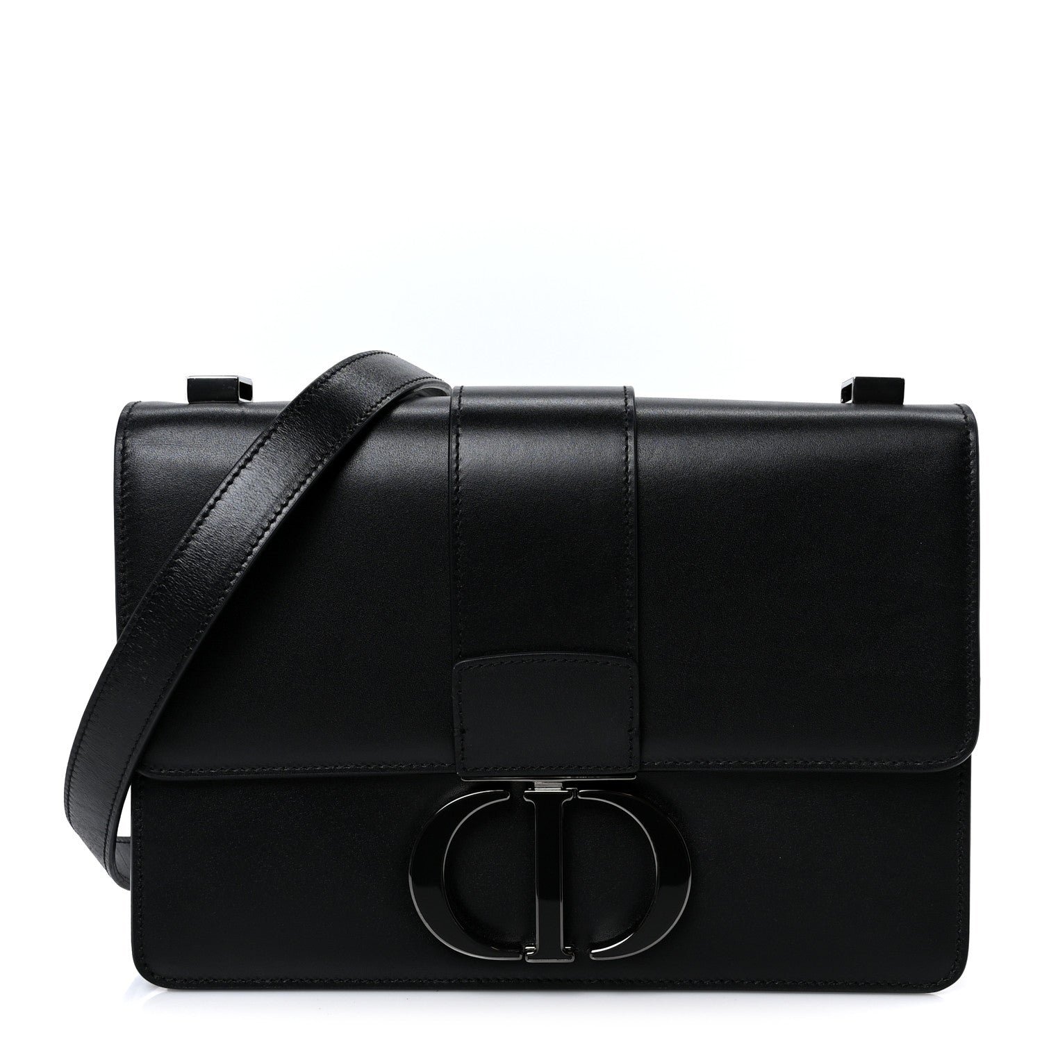 Christian Dior Box Calfskin 30 Montaigne Flap Bag Black