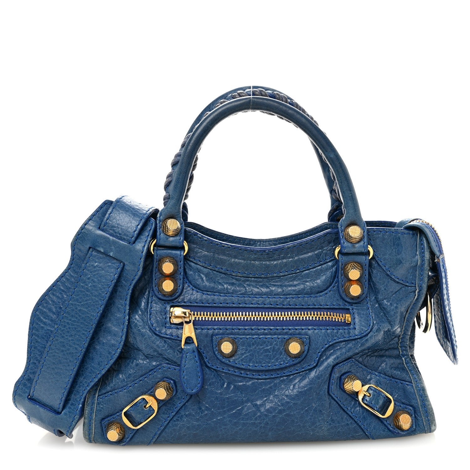 Balenciaga Agneau Giant 12 Gold Hardware Mini City Bleu Lazuli