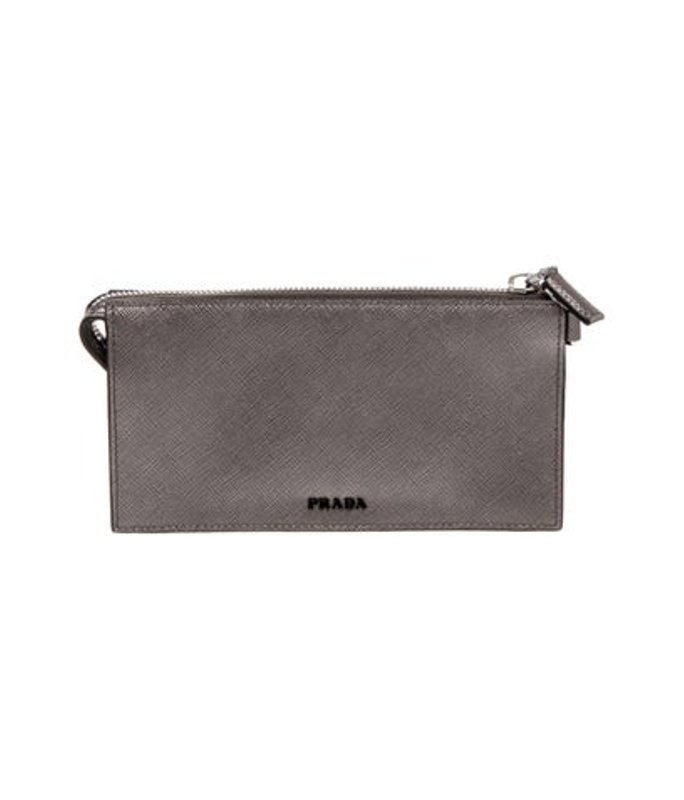 Prada Vitello Daino Leather Saffiano Leather Clutch Bag