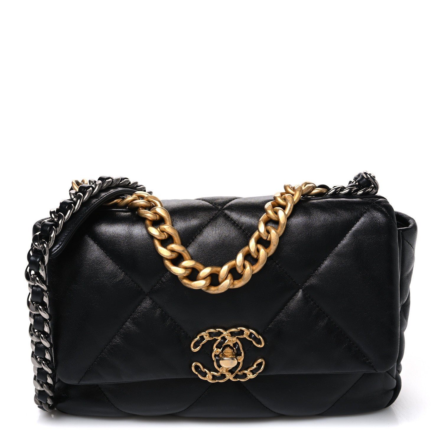 Chanel Lambskin Quilted Medium Chanel 19 Flap Black