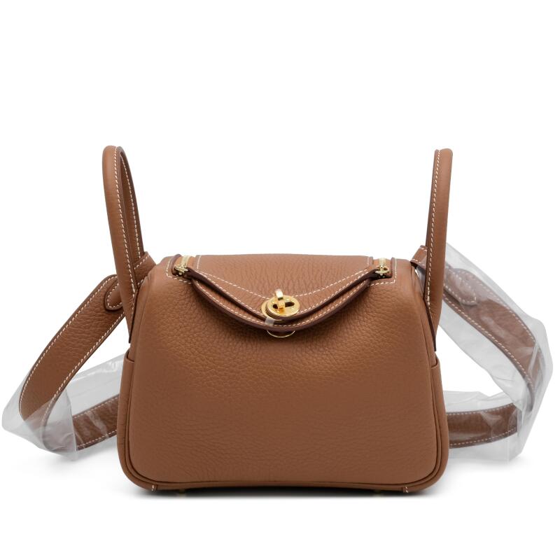 Hermes Gold Clemence Mini Lindy 20 Gold Hardware, 2023