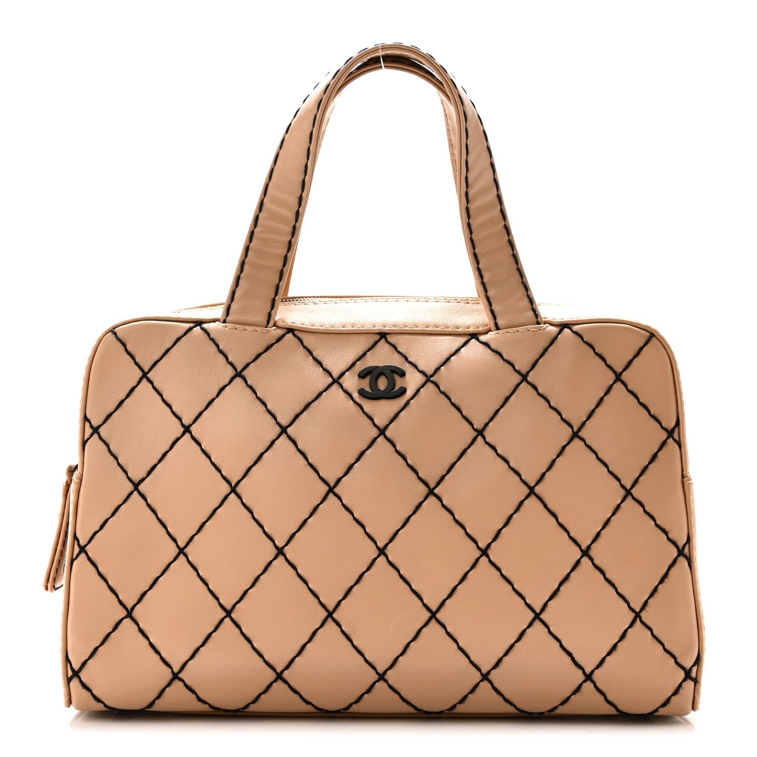 Chanel Calfskin Wild Stitch Top Handle Bag Beige