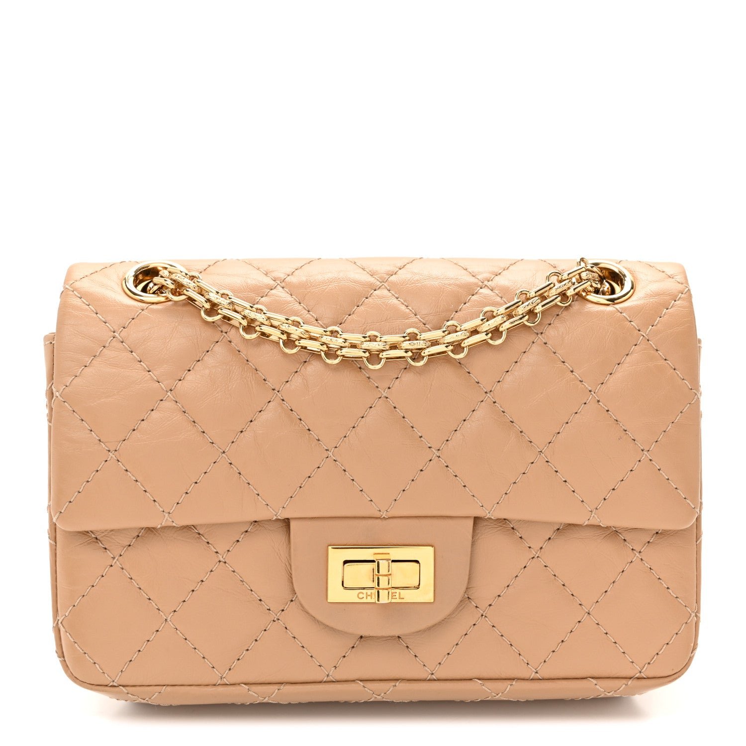 Chanel Aged Calfskin Quilted 2.55 Reissue Mini Flap Beige