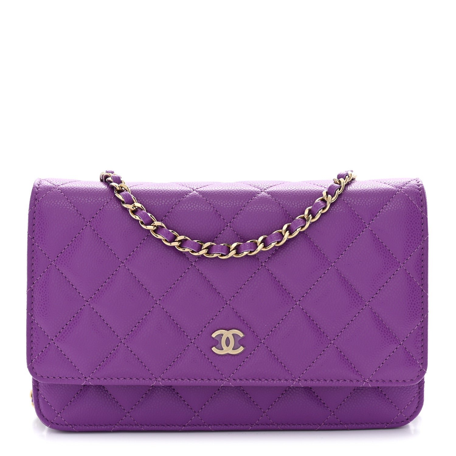 Chanel Caviar Quilted Wallet on Chain WOC Purple