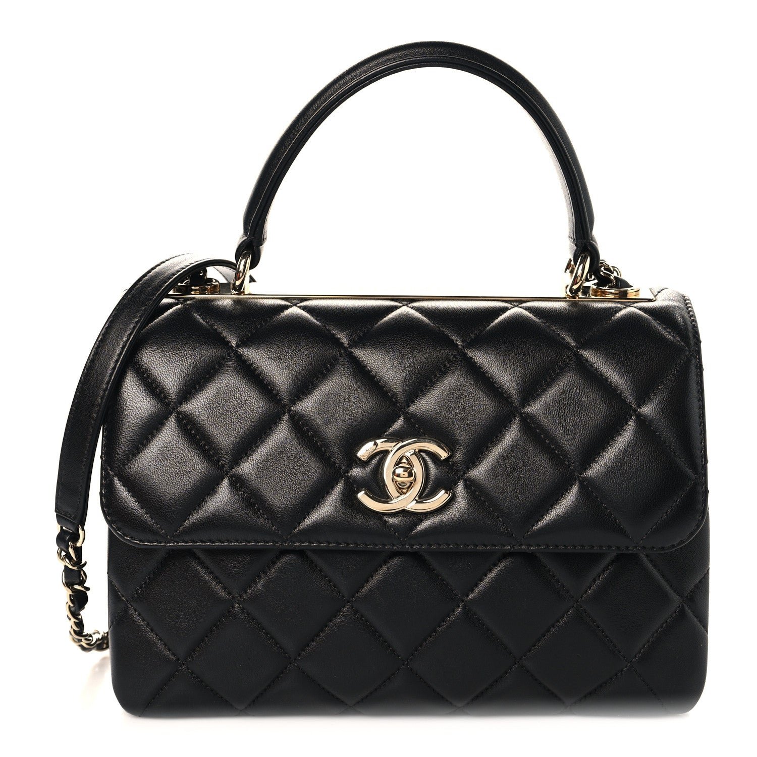 Chanel Lambskin Quilted Small Trendy CC Dual Handle Flap Bag Black