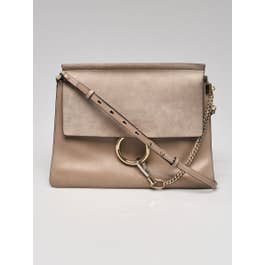 Chloe Chloe Motty Grey Leather/Suede Faye Medium Shoulder Bag