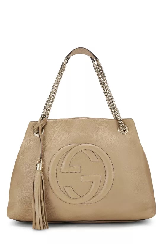 Beige Leather Soho Chain Tote