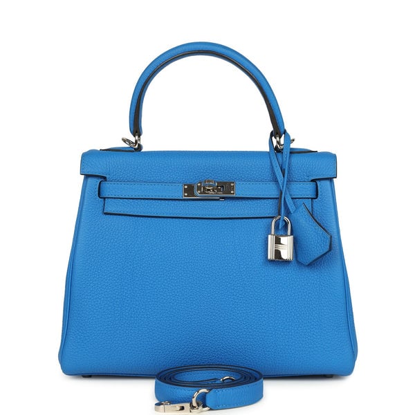 Hermes Pre-owned Hermes Kelly Retourne 25 Bleu France Togo Palladium Hardware