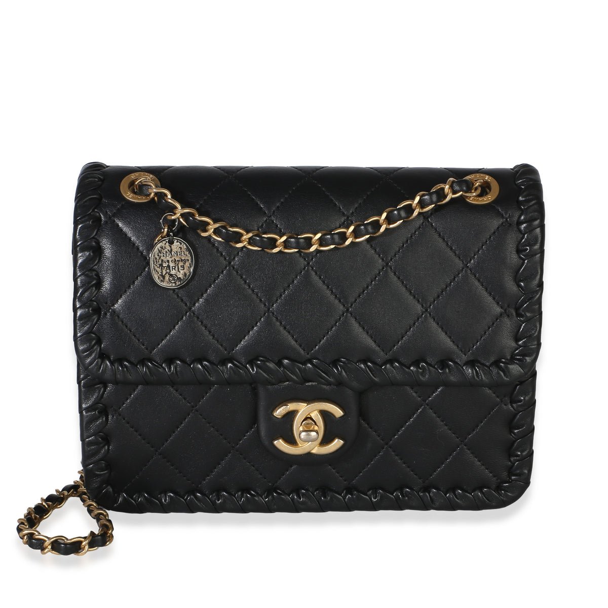Black Braided Quilted Calfskin Small My Own Frame Flap Bag
