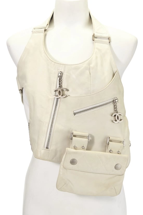 White Lambskin Vest Bag