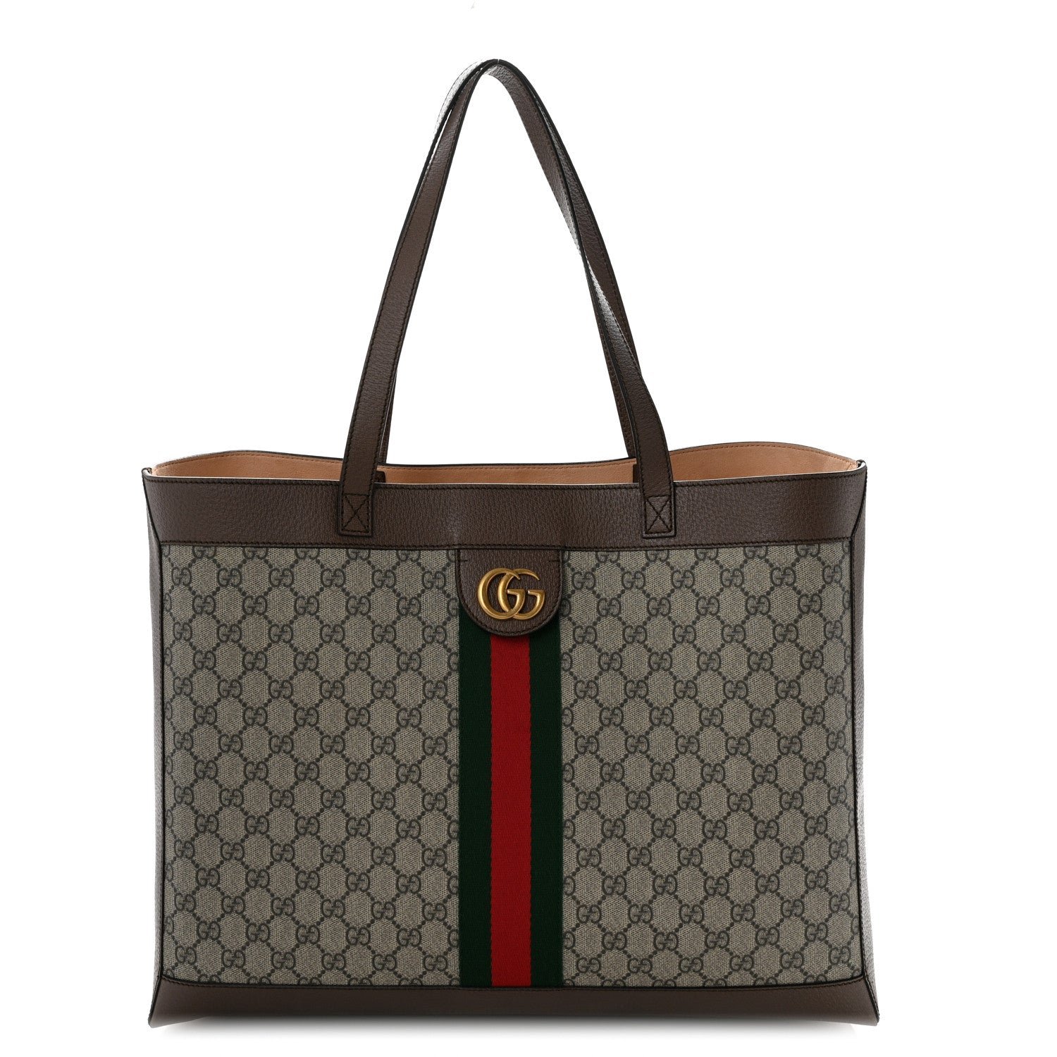 Gucci GG Supreme Monogram Web Ophidia Tote Brown