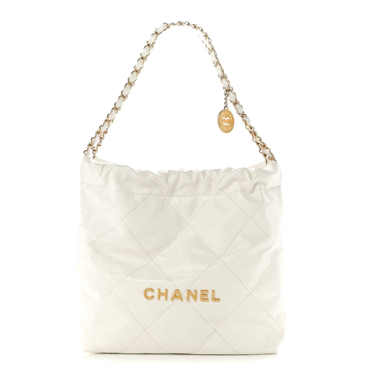 Chanel Shiny Calfskin Quilted Small Chanel 22 White