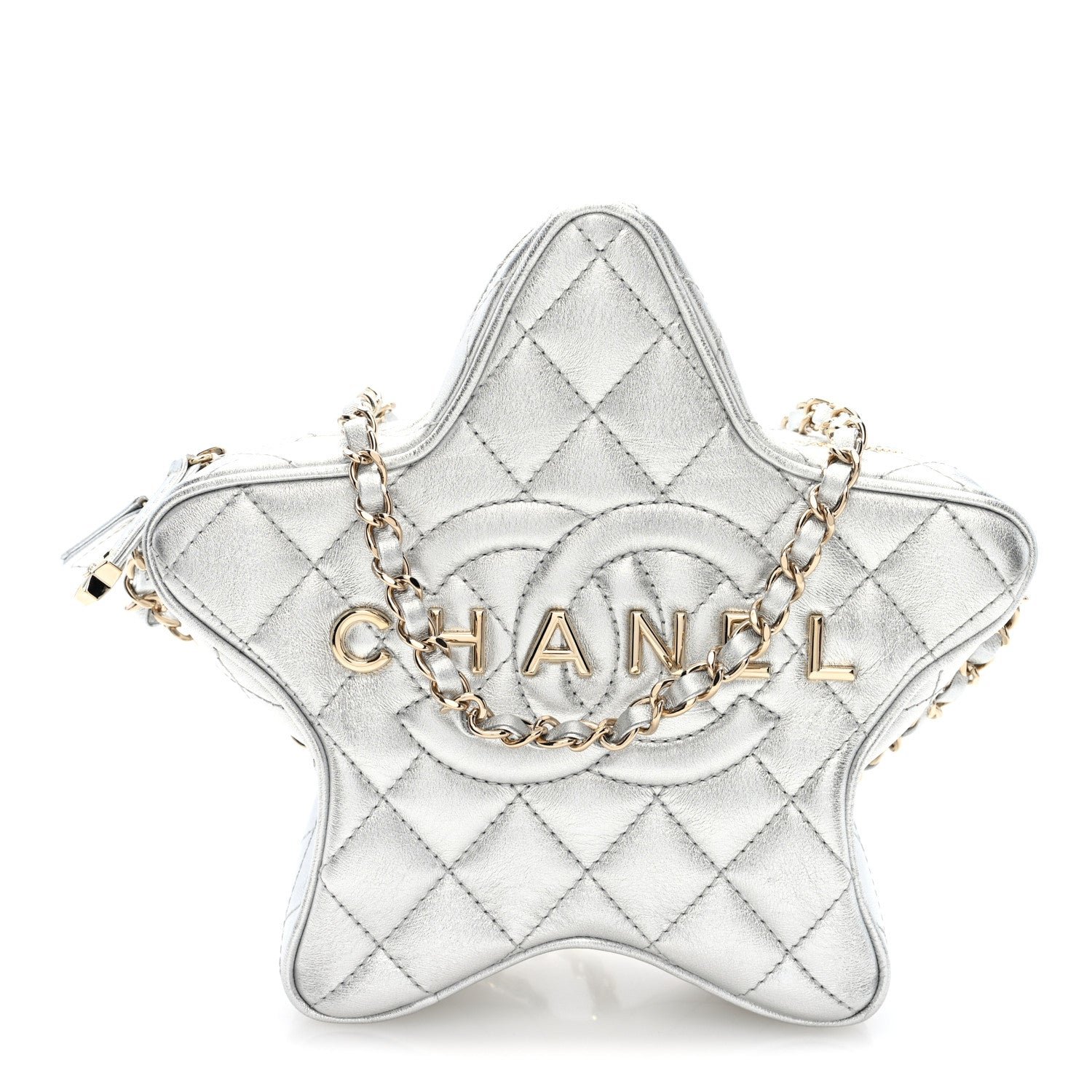Chanel Metallic Lambskin Walk Of Fame Bag Silver