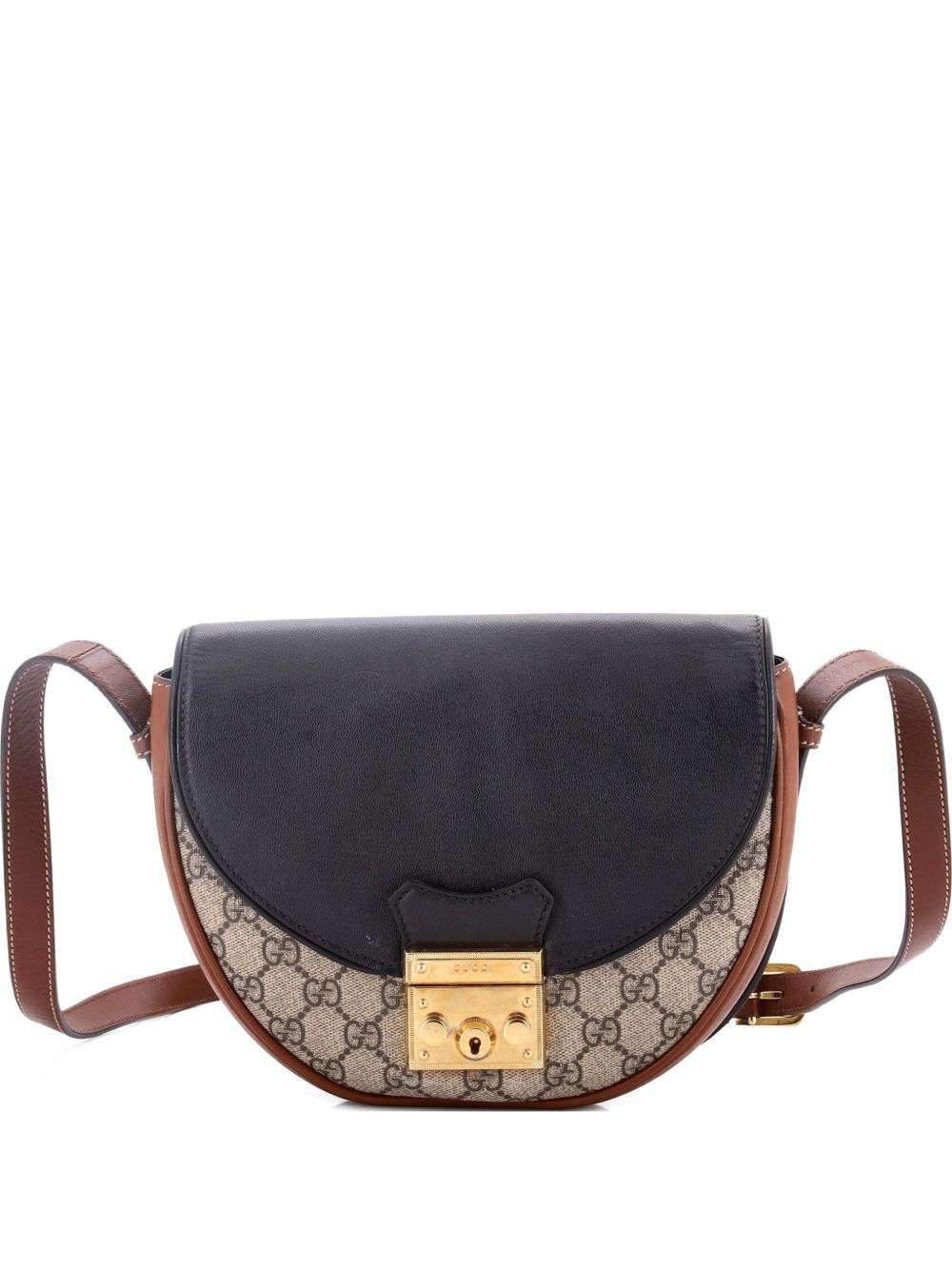 Gucci Padlock Saddle Shoulder Bag GG Coated Canvas and Leather Small crossbody bag