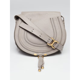 Chloe Chloe Cashmere Grey Pebbled Leather Medium Marcie Crossbody Bag