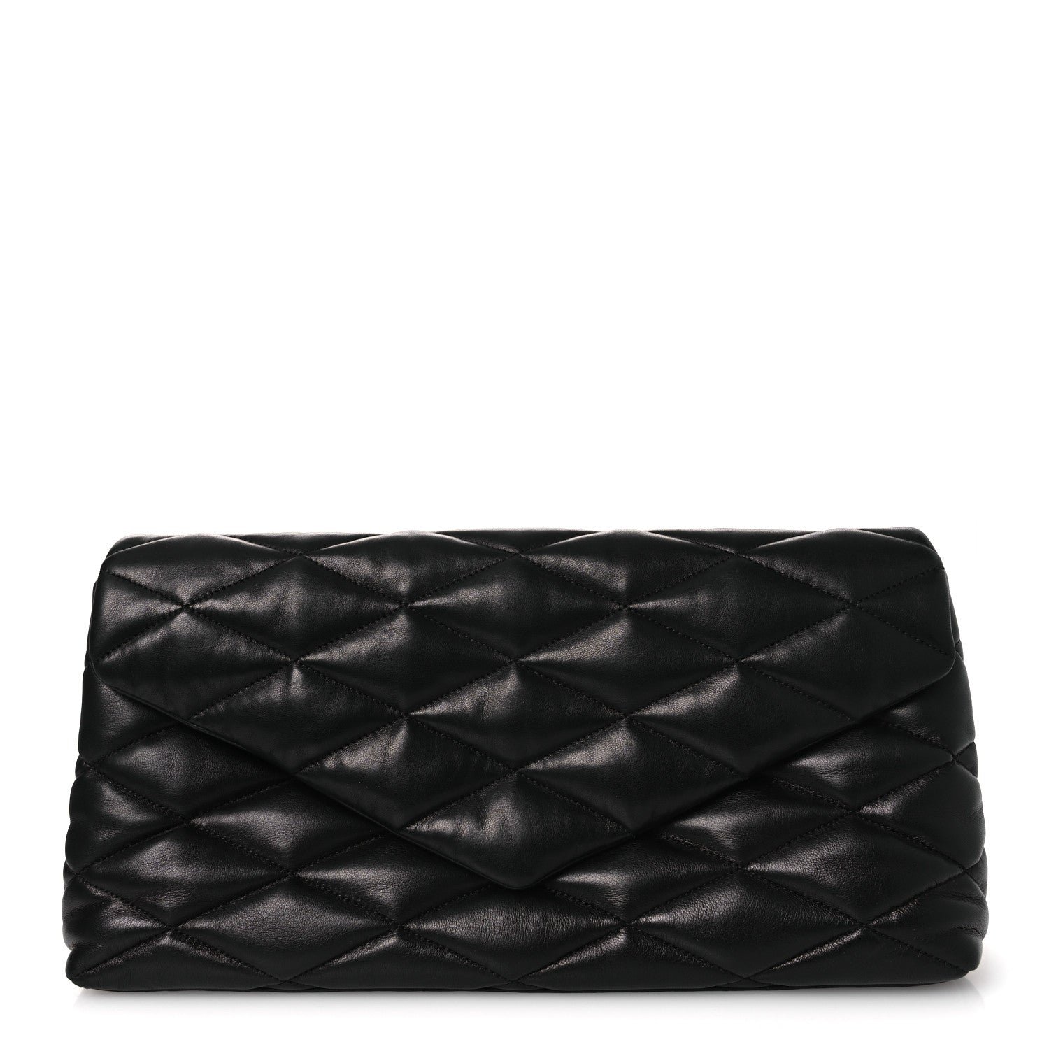 Saint Laurent Lambskin Quilted Sade Puffer Envelope Clutch Black