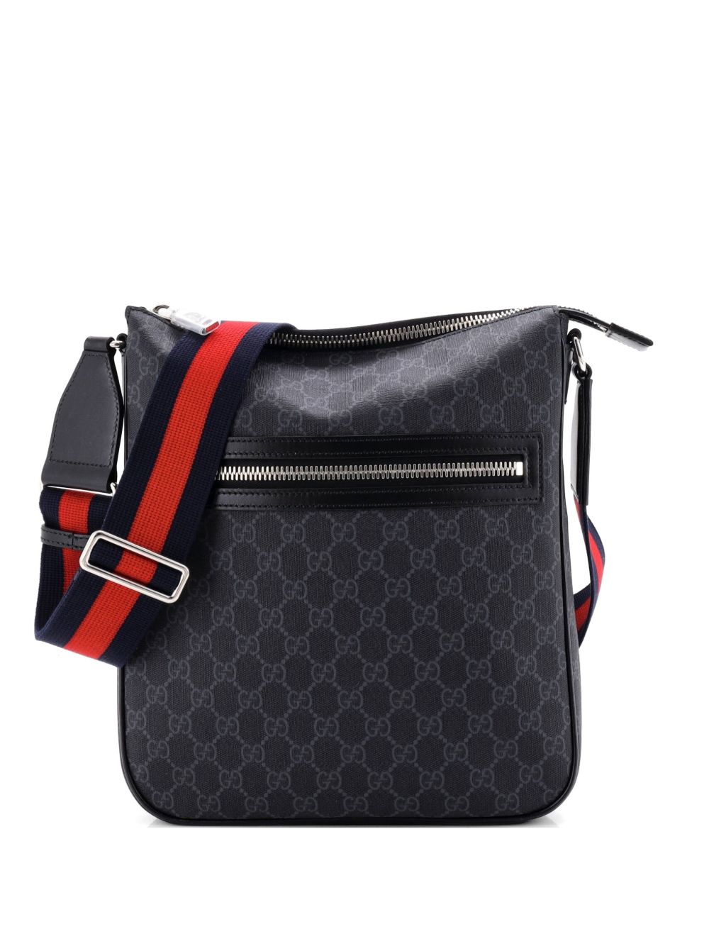 Web Strap Front Zip Messenger Bag GG Coated Canvas Medium crossbody bag