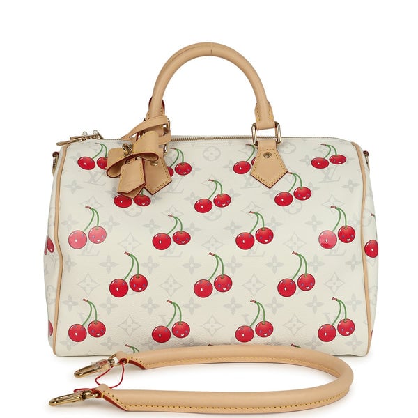 Louis Vuitton X Takashi Murakami Soft Speedy Bandouliere 30 Cherry White Monogram Gold Hardware