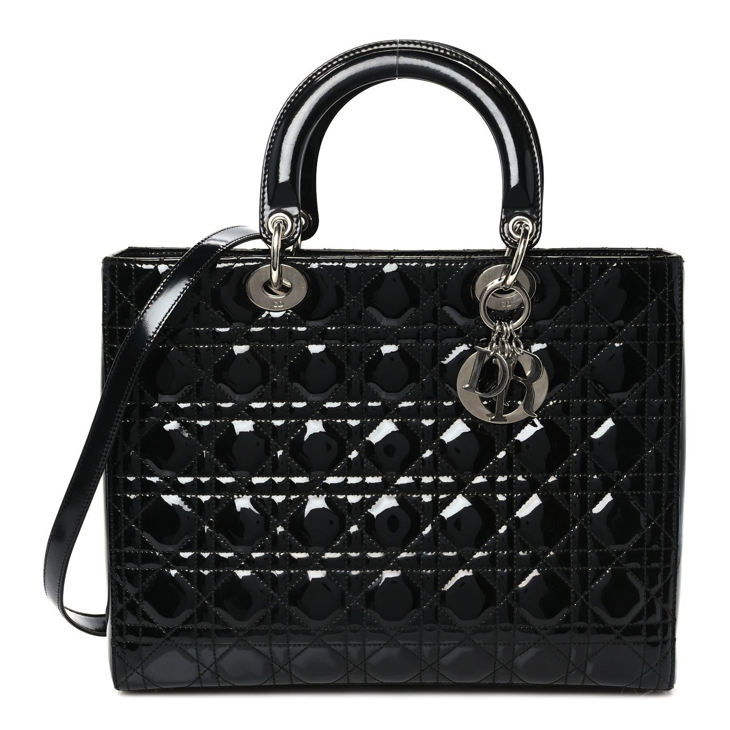 Christian Dior Patent Cannage Large Lady Dior Black