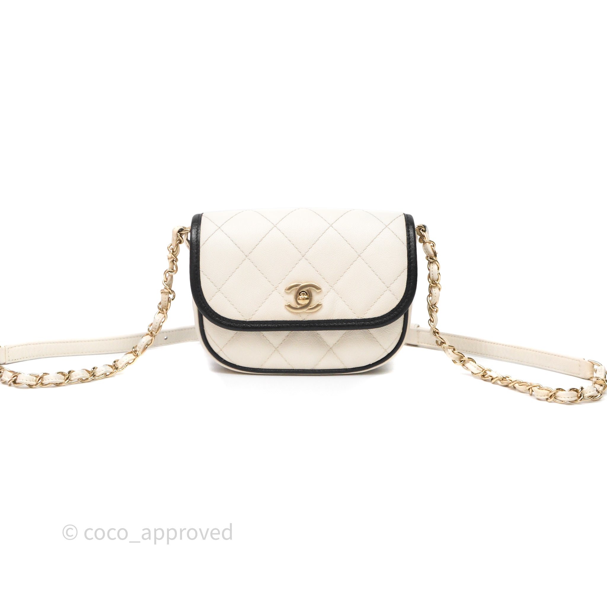 Chanel Mini Flap Bag Ivory White Caviar Gold Hardware
