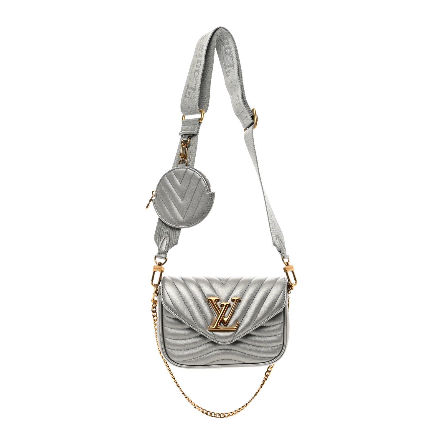 Louis Vuitton Calfskin New Wave Multi Pochette Metallic Grey